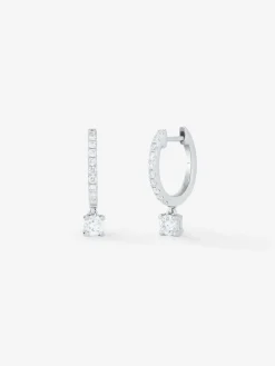 Pendientes aro con colgante de oro blanco de 18K con diamantes