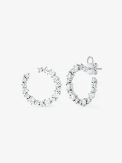 Pendientes aro de oro blanco de 18K con 34 diamantes en talla brillante con un total de 1,84 cts