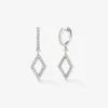 Pendientes aro de oro blanco de 18kt con rombo de diamantes