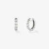 Pendientes aro de oro blanco de 18K con diamantes