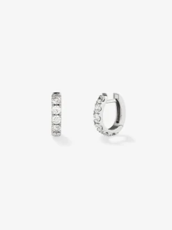 Pendientes aro de oro blanco de 18K con diamantes