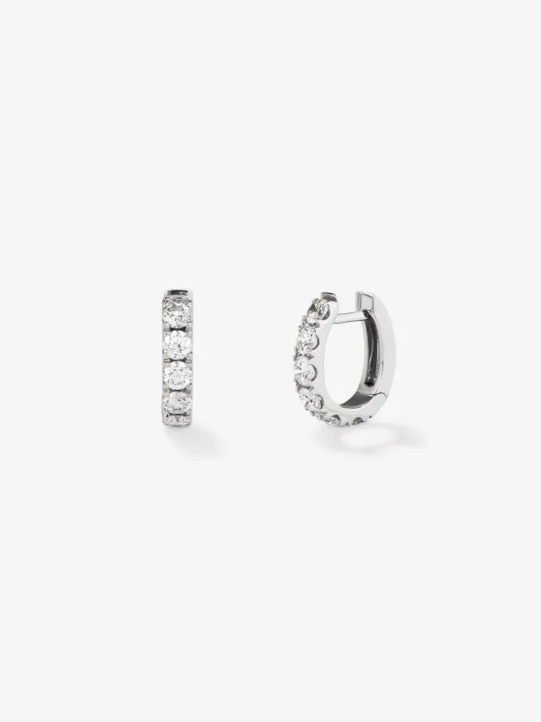 Pendientes aro de oro blanco de 18K con diamantes