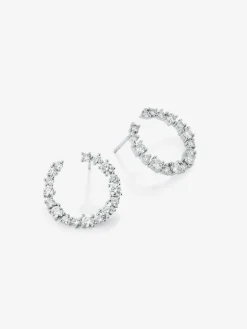 Pendientes aro de oro blanco de 18K con 34 diamantes en talla brillante con un total de 1,84 cts