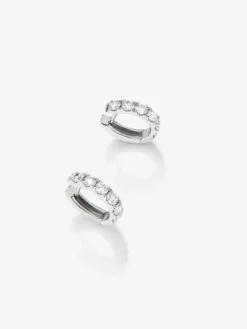 Pendientes aro de oro blanco de 18K con diamantes