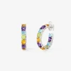 Pendientes aro de plata 925 con gemas multicolor