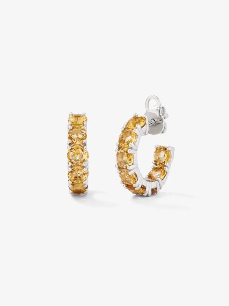 Pendientes aro de plata 925 de citrino