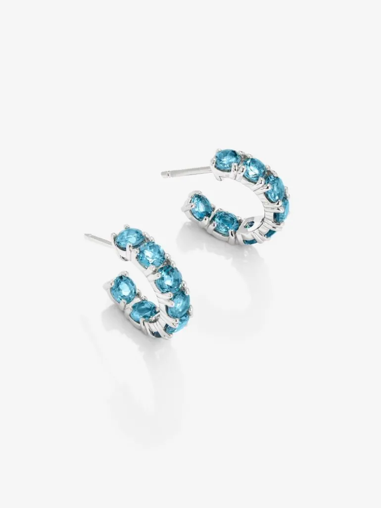 Pendientes aro de plata 925 de topacio