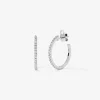 Pendientes aro fino de oro blanco de 18K con diamantes