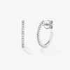 Pendientes aro fino de oro blanco de 18K con diamantes