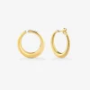 Pendientes aro liso grande oro amarillo de 18K con diamante