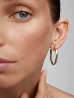 Pendientes aro liso grande oro amarillo de 18K
