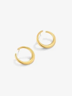 Pendientes aro liso grande oro amarillo de 18K con diamante