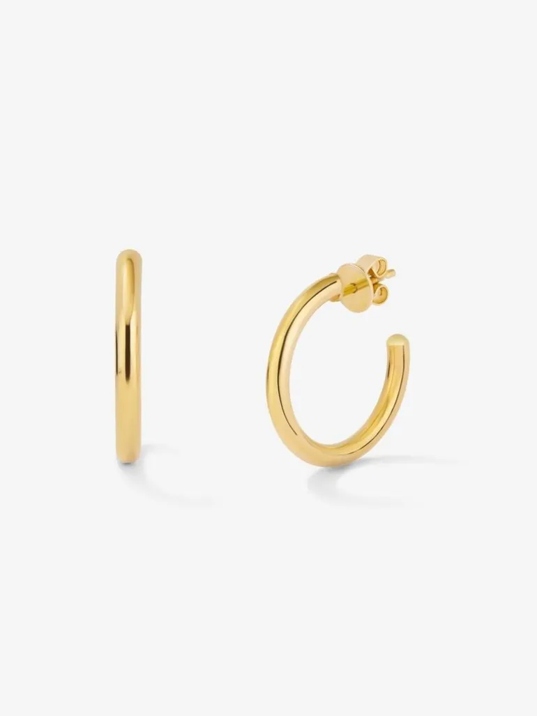 Pendientes aro liso mediano de oro amarillo de 18K