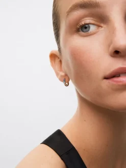 Pendientes aro peque&ntilde;o fino de plata 925 con gemas multicolor