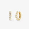 Pendientes de aro de oro amarillo de 18K con 12 diamantes blancos en talla brillante con un total de 0,91 cts