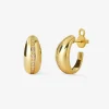 Pendientes de aro de oro amarillo de 18K con pavé de diamantes en talla brillante