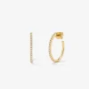 Pendientes de aro de oro amarillo de 18K con diamantes blancos en talla brillante de 0,51 cts