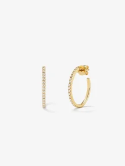 Pendientes de aro de oro amarillo de 18K con diamantes blancos en talla brillante de 0,51 cts