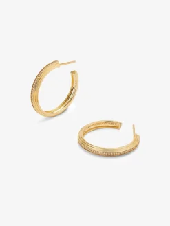 Pendientes de aro de oro amarillo de 18K con 124 diamantes en talla brillante con un total de 0,3 cts