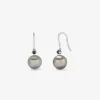 Pendientes de aro de plata 925 con 2 espinelas negras y 2 perlas de Tahit&iacute; de 8,5mm