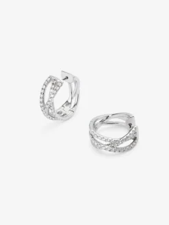 Pendientes de aro múltiple de oro blanco de 18K con 68 diamantes en talla brillante con un total de 0,74 cts