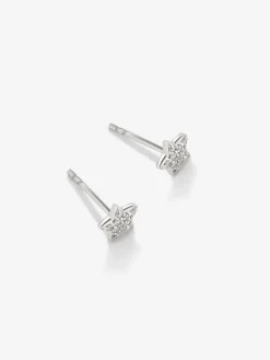 Pendientes de estrella de oro blanco de 18K y diamantes