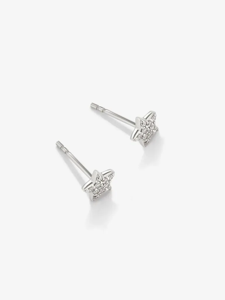 Pendientes de estrella de oro blanco de 18K y diamantes
