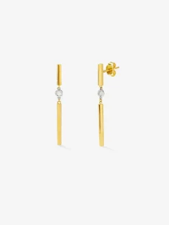 Pendientes de oro amarillo de 18K con diamantes en talla brillante de 0,07 cts