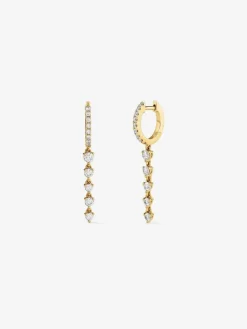 Pendientes de oro amarillo de 18K con 32 diamantes en talla brillante con un total de 1,09 cts