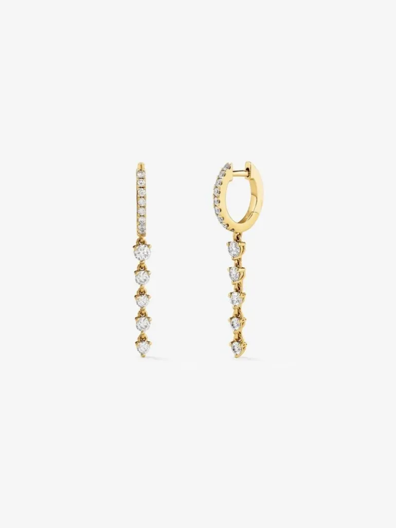 Pendientes de oro amarillo de 18K con 32 diamantes en talla brillante con un total de 1,09 cts