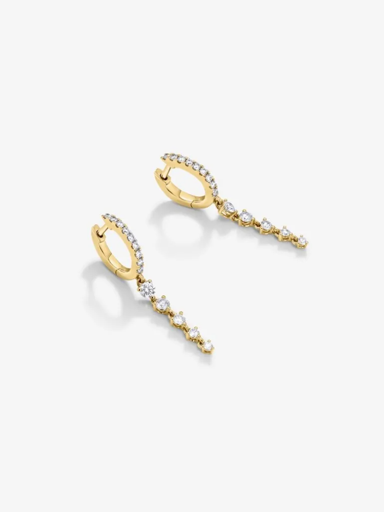 Pendientes de oro amarillo de 18K con 32 diamantes en talla brillante con un total de 1,09 cts
