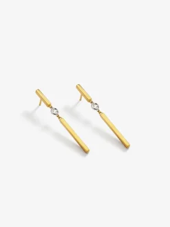 Pendientes de oro amarillo de 18K con diamantes en talla brillante de 0,07 cts