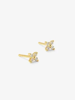 Pendientes de oro amarillo de 18K con diamantes blancos en talla brillante de 0,16 cts