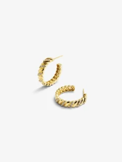 Pendientes de oro amarillo de 18K con diamantes blancos en talla brillante de 0,2 cts