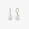 Pendientes de oro blanco de 18K con perlas de 12,5mm y diamantes en talla brillante de 0,33 cts