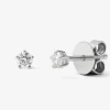 Pendientes de oro blanco de 18K con 2 diamantes en talla brillante con un total de 0,2 cts