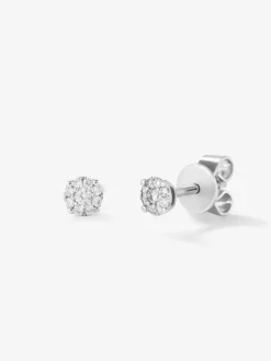 Pendientes de oro blanco de 18K con 2 diamantes en talla brillante con un total de 0,15 cts
