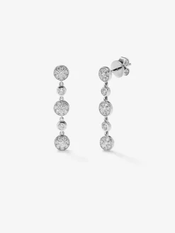 Pendientes de oro blanco de 18K con 10 diamantes en talla brillante de 0,7 cts