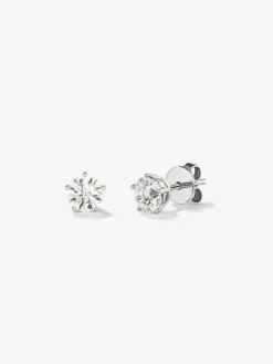 Pendientes de oro blanco de 18K con diamante solitario