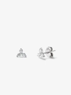 Pendientes de oro blanco de 18K con 6 diamantes en talla brillante con un total de 0,36 cts