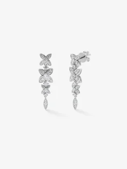 Pendientes de oro blanco de 18K con diamantes blancos en talla brillante de 1,092 cts