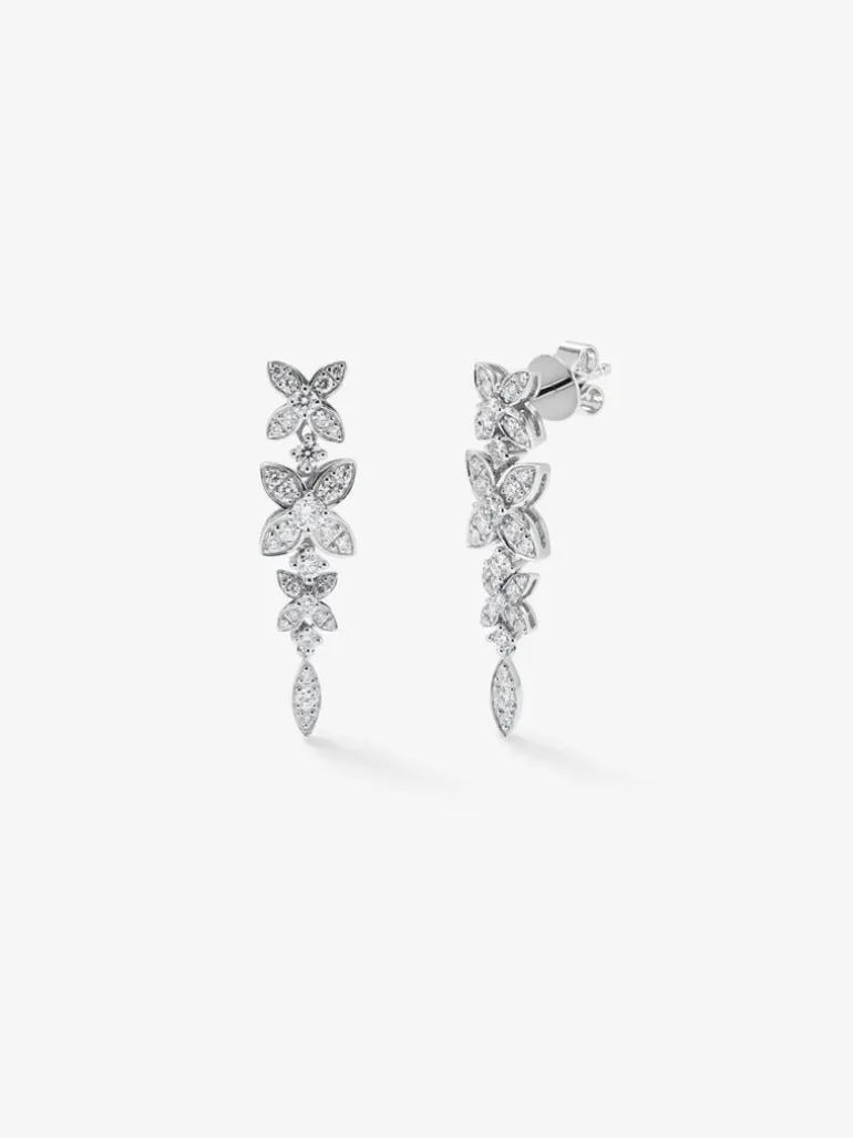 Pendientes de oro blanco de 18K con diamantes blancos en talla brillante de 1,092 cts