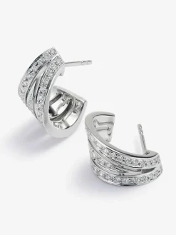 Pendientes de oro blanco de 18K con pavé de diamantes en talla brillante con un total de 0,52 cts