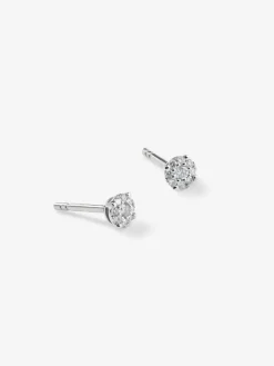 Pendientes de oro blanco de 18K con 2 diamantes en talla brillante con un total de 0,15 cts