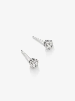 Pendientes de oro blanco de 18K con diamante solitario