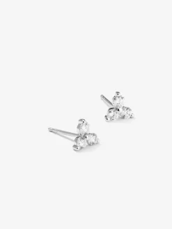 Pendientes de oro blanco de 18K con 6 diamantes en talla brillante con un total de 0,36 cts