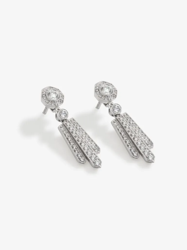 Pendientes de oro blanco de 18K con diamantes blancos en talla brillante de 0,88 cts