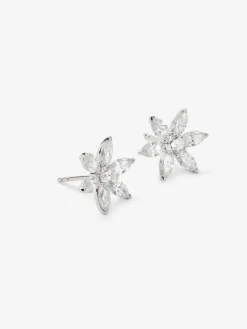 Pendientes de oro blanco de 18K con 2 diamantes en talla brillante con un total de 0,35 cts y 12 en talla marquise con un total de 1,9 cts