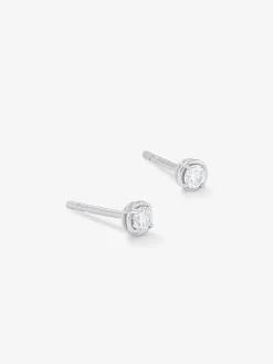 Pendientes de oro blanco de 18K con diamante solitario