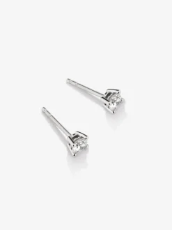 Pendientes de oro blanco de 18K con 2 diamantes en talla brillante con un total de 0,3 cts